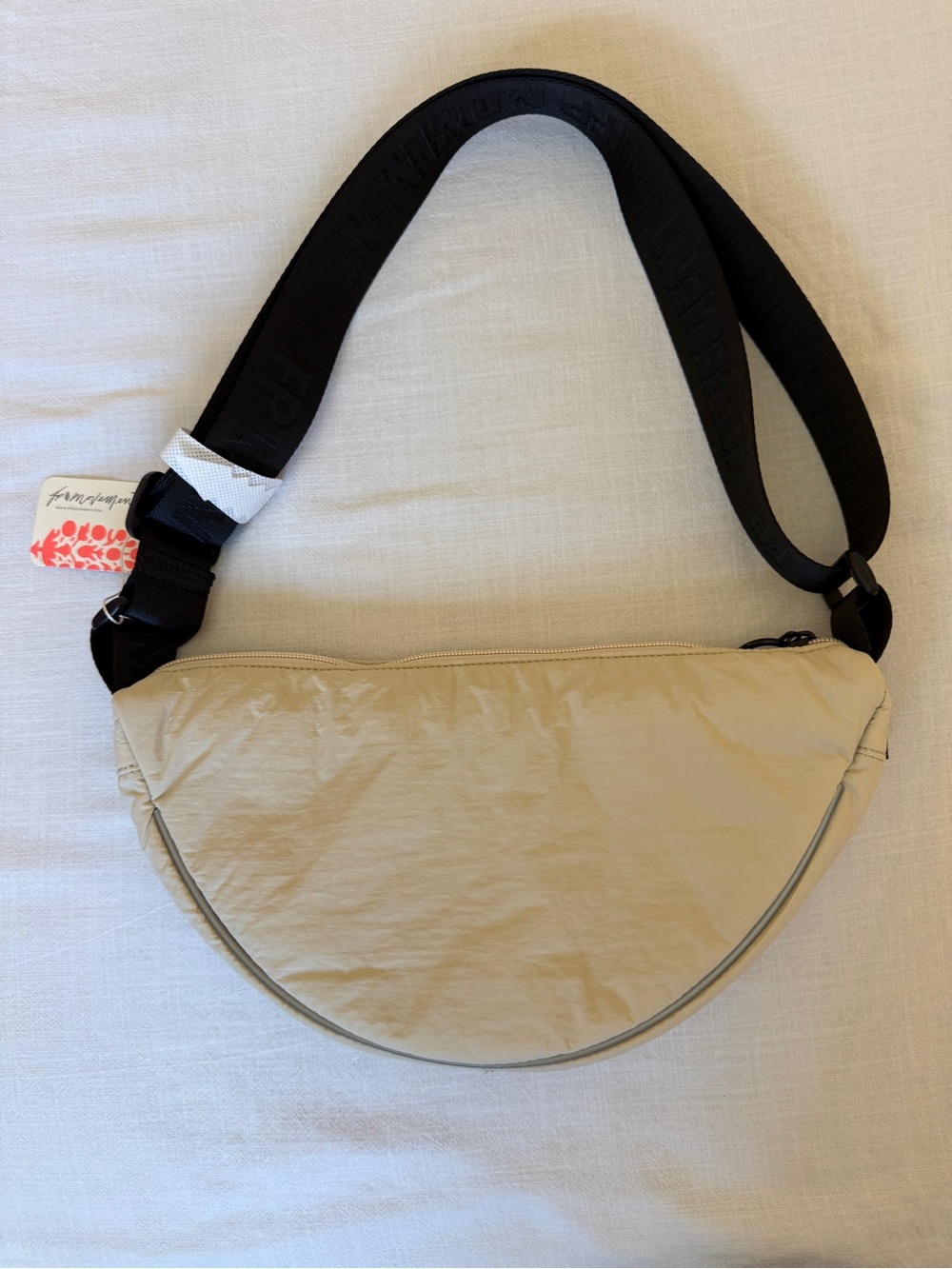 FP Movement Free People Bulls Eye Sling Bag Ivory Cream Nylon NWT - One Size